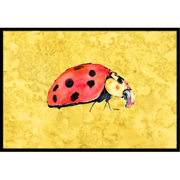 Carolines Treasures 24 x 36 in. Lady Bug On Yellow Indoor Or Outdoor Doormat 8867JMAT - main